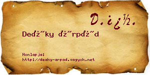 Deáky Árpád névjegykártya