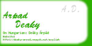 arpad deaky business card