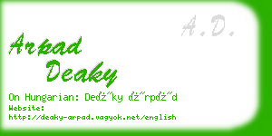 arpad deaky business card